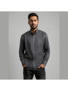 Sette Ponti Men's Black Purple Striped Long Sleeve Button Down Shirt Size L